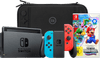Nintendo Switch Rot/Blau + Super Mario Bros. Wonder + BlueBuilt Schutzhülle