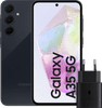 Samsung Galaxy A35 128GB Dunkelblau + Samsung 25 Watt Schnellladegerät Schwarz
