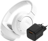 JBL Tune 720BT White + BlueBuilt Quick Charge Charger with USB-A Port 18W Black