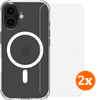BlueBuilt Protective Cover mit MagSafe iPhone 16 Transparent + Displayschutz Doppelpack