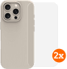 BlueBuilt Backcover iPhone 16 Pro Beige + Panzerglas Doppelpack