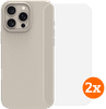 BlueBuilt Backcover iPhone 16 Pro Max Beige + Panzerglas Doppelpack