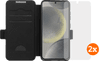 BlueBuilt Samsung Galaxy S25 Book Case Schwarz + Panzerglas Doppelpack