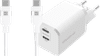 BlueBuilt Power-Delivery-Ladegerät mit 2 USB-C-Ports 65 W + USB-C-Kabel 1,5 m Nylon Weiß