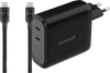 BlueBuilt 140-Watt-GaN-Ladegerät mit 2 USB-C-Ports Schwarz + BlueBuilt USB-C-Kabel 240 W 2 m Nylon
