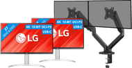 LG 27UP850K-W.AEU Doppelpack + BlueBuilt Monitorhalterung Mechanische Feder für 2 Monitore