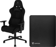 Vortech Essential Gaming-Stuhl Schwarz + Vortech Bodenschutzmatte Schwarz