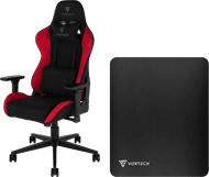 Vortech Essential Gaming-Stuhl Rot + Vortech Bodenschutzmatte Schwarz