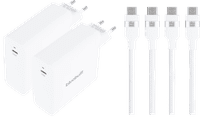 BlueBuilt 140W GaN USB-C Charger White + USB-C cable 240W 2m Nylon White Duo Pack
