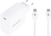 BlueBuilt 100W GaN USB-C Charger White + USB-C cable 240W 2m Nylon White