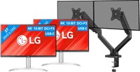 LG 27UP850K-W.AEU Doppelpack + BlueBuilt Monitorhalterung Mechanische Feder für 2 Monitore