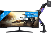Samsung Odyssey G5 LC34G55TWWPXEN Curved + Vortech Monitorhalterung mit Gasfeder
