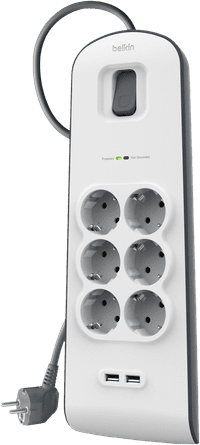 Belkin Surge Protector 6 Steckdosen 2 Meter 2x USB