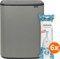 Brabantia Bo Touch Bin 2x 30L Mineral Concrete Grey + Trash Bags (120 units)