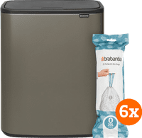 Brabantia Bo Touch Bin 2x 30L Platinum + Trash Bags (120 units)