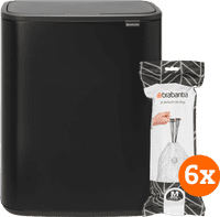 Brabantia Bo Touch Bin 60 Liter Mattschwarz + Müllsäcke (120 Stück)