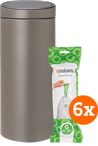 Brabantia Touch Bin 30L Platinum + Trash Bags (120 units)