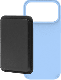 BlueBuilt MagSafe Hülle iPhone 18 Pro Max Hellblau + Kartenhalter Leder Schwarz