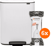 Brabantia Bo Pedal Bin 60L White + Trash Bags (120 units)