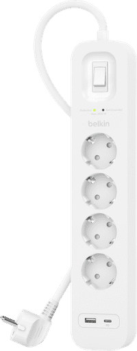 Belkin Surge Protection 4 Outlet 2m USB-C white