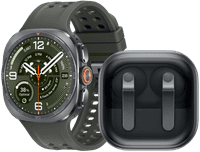 Samsung Galaxy Watch Ultra 2 5G Titan Silber/Grün 47 mm + Samsung Galaxy Buds4 Pro Schwarz