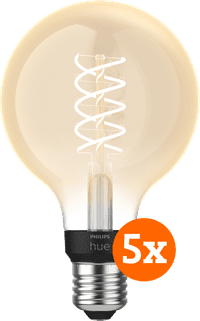 Philips Hue Filament Light White Globe E27 5-pack