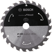 Bosch Kreissägeblatt für Akkusägen Standard for Wood 254 x 2,2 / 1,6 x 20 x 4