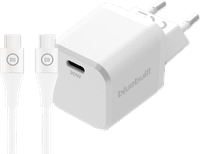 BlueBuilt Power-Delivery-Ladegerät 30 W + USB-C-Kabel 1,5 m Nylon Weiß