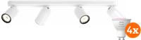 Philips Pongee Aufbauspot - 4 Spots - Weiß + Philips Hue White & Color GU10 (4x)