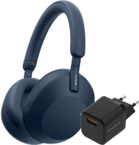 Sony WH-1000XM5 Blau + BlueBuilt Quick-Charge-Ladegerät mit USB-A-Port 18 W Schwarz
