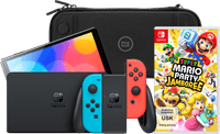 Nintendo Switch OLED Blau/Rot + Mario Party Jamboree + BlueBuilt Schutzhülle