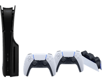 PlayStation 5 Slim mit Laufwerk + Schwarze Covers + Zusätzlicher Controller Weiß + Ladestation