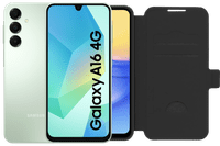 Samsung Galaxy A16 128GB Green 4G + BlueBuilt Book Case Black