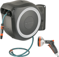 GARDENA Wall Hose Box 35 RollUp XL White + Premium Spray Nozzle