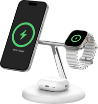 Belkin Boost Charge Pro MagSafe and Qi2 3-in-1 Wireless Charger 15W with Stand White