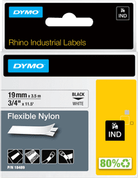 DYMO Rhino 19mm x 3.5m Black White Nylon Labels