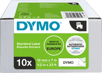 DYMO D1 12mm x 7m 10 Tapes Black White Labels