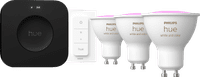 Philips Hue White & Color Starterset GU10 3er-Pack + Bridge Pro + Dimmer