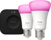 Philips Hue White & Color Starterset E27 1.100 lm Doppelpack + Bridge Pro