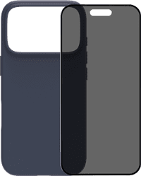 BlueBuilt Protective Back Cover with MagSafe iPhone 17 Pro Blue + BlueBuilt iPhone 17 Pro Privacy Screen Protector Glass