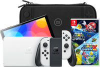 Nintendo Switch OLED White + Super Mario Galaxy 1+2 + BlueBuilt Travel Case