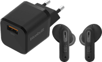 JBL Tune Beam 2 Black + BlueBuilt Quick Charge Charger