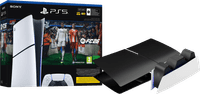 PlayStation 5 Slim Digital Edition + FC 26 + Cover Schwarz + Ladestation