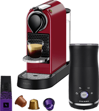 KRUPS Nespresso CitiZ XN7415 Cherry Red + Pierre Milk Frother