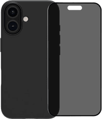 BlueBuilt Back Cover iPhone 16 Black + Privacy Filter Glass Screen Protector