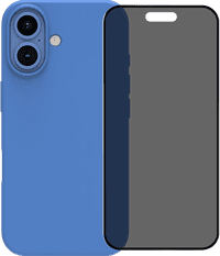 BlueBuilt Back Cover iPhone 16 Blue + Privacy Filter Glass Screen Protector