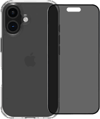 BlueBuilt Protective Backcover iPhone 16 Transparent + Blickschutz Panzerglas