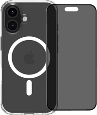 BlueBuilt Protective Cover mit MagSafe iPhone 16 Transparent + Privacy Displayschutz
