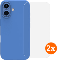 BlueBuilt Back Cover iPhone 16 Blue + Screen Protector Glass Duo Pack