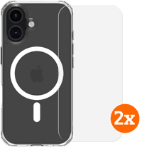 BlueBuilt Protective Cover mit MagSafe iPhone 16 Transparent + Displayschutz Doppelpack